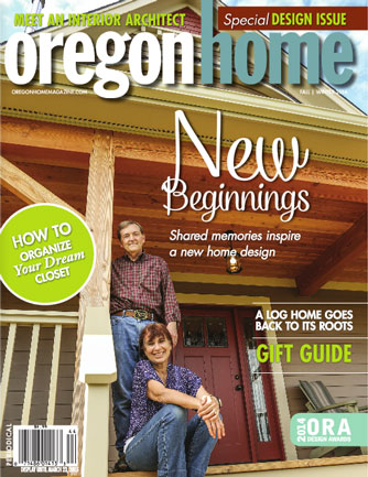 Cover of Oregon Home magazine showing happy couple on their front porch