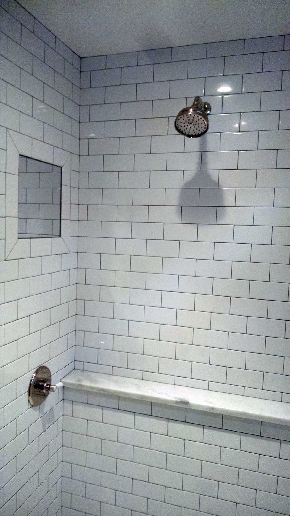 White tile shower
