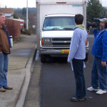 Photo of John Sramek talking to the film crew.