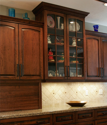 Upper cabinets in remodeled kitchen