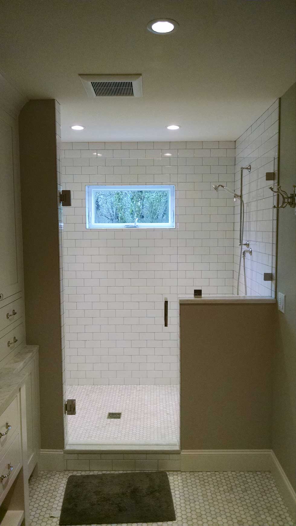 White tiled shower