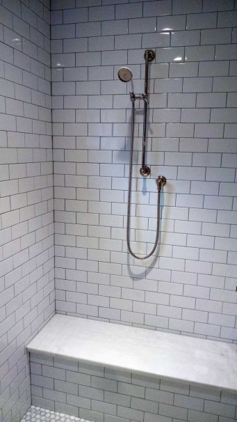 White tiled shower