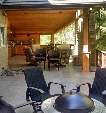 Covered patio and outdoor kitchen