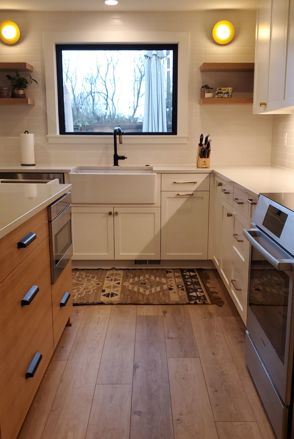 Modern kitchen with black framed windows